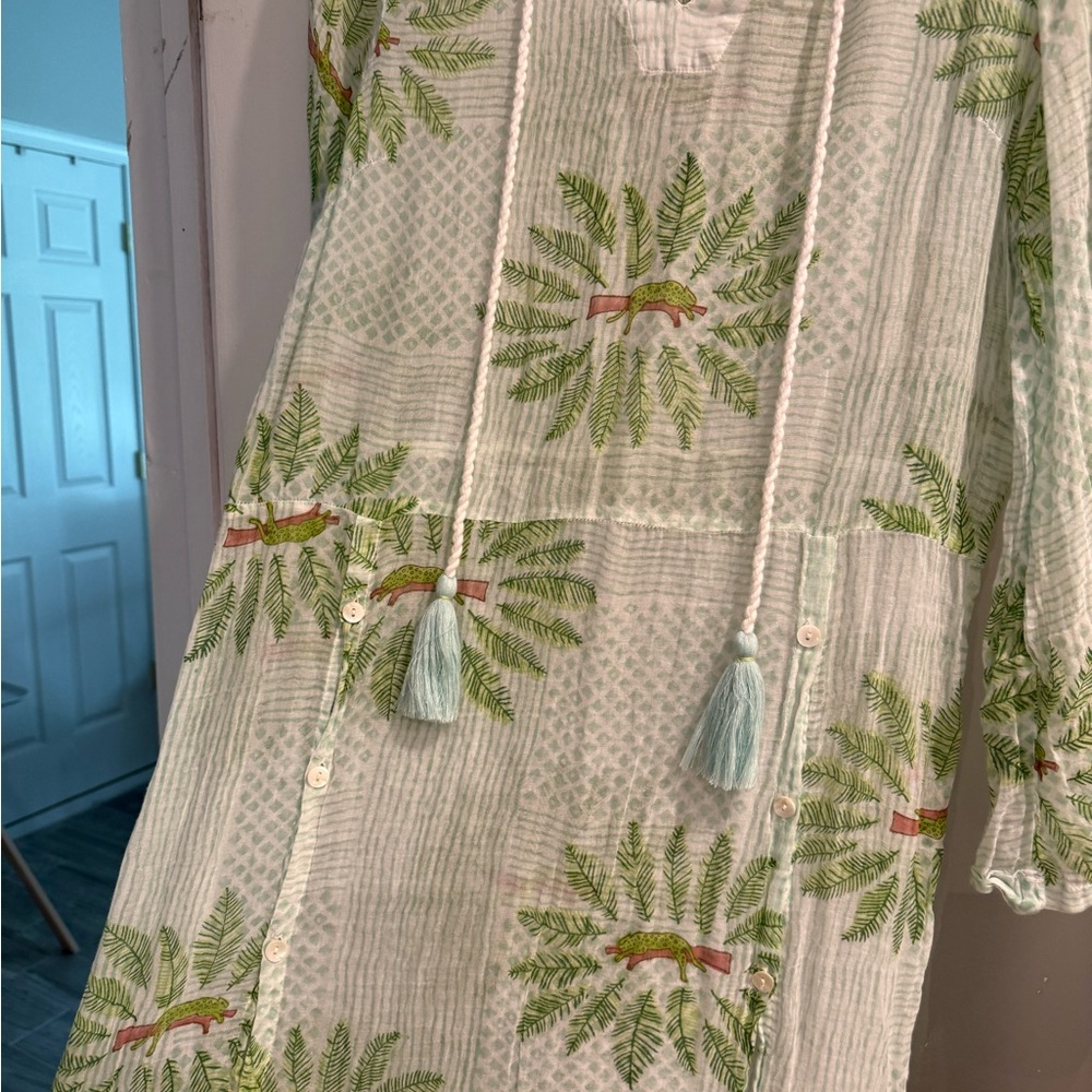 Roller Rabbit Green Patterned Cotton Coverup - image 3